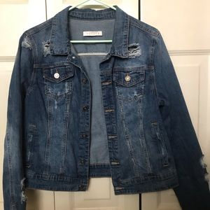Dark Wash Distressed Jean Jacket